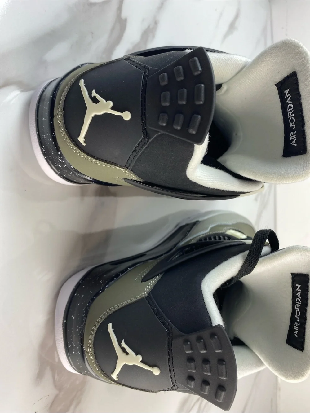 Jordan Retro 4 Sneakers in Olive Green, Black, Cream